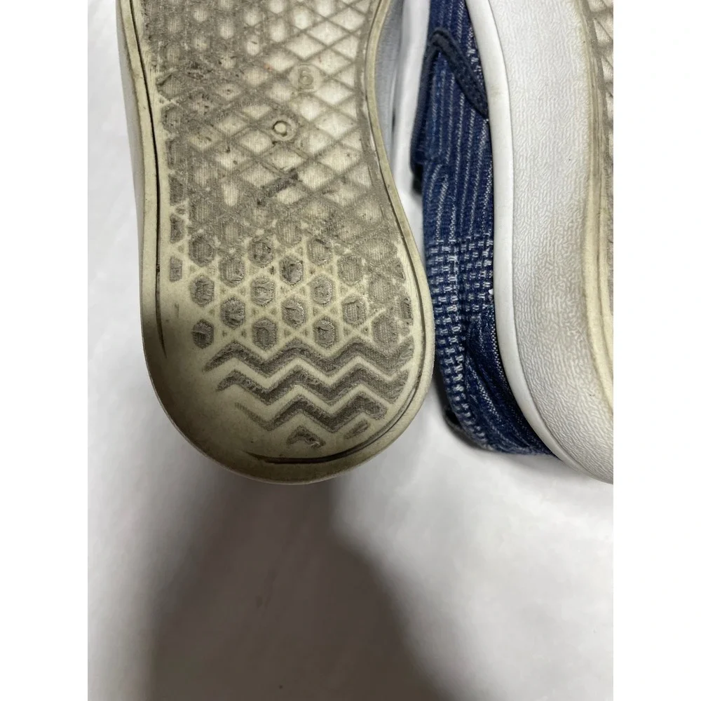 Maurices Womens‎ Blue White Patchwork Striped Slip On Sneakers Shoes Size 9